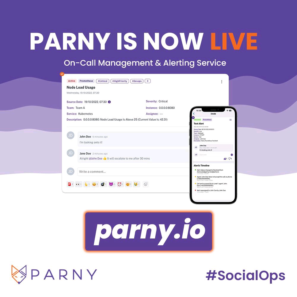 Introducing Parny: the interactive on-call management and alerting service that makes incident response more efficient and effective.
#oncall #devops #sre #socialops #alertmanagement