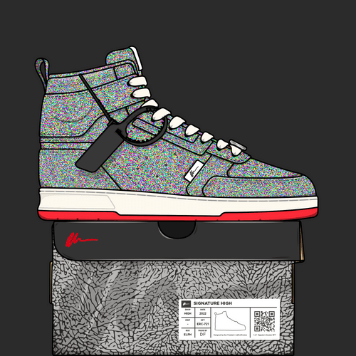 Signature Sneakers Highs #596 bought for 0.01 ETH by wadethevideoguy from 0xf11e28 opensea.io/assets/ethereu…