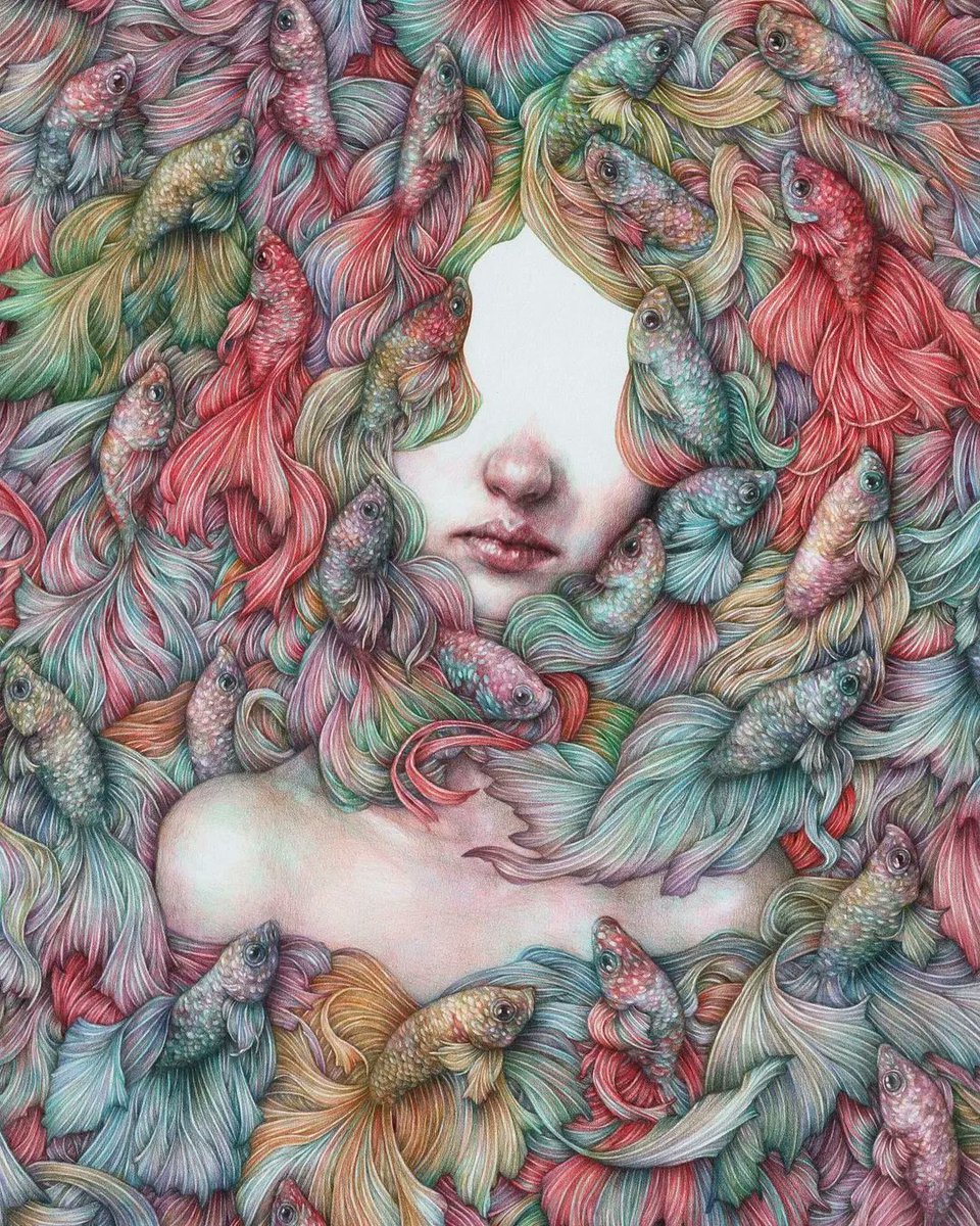 That small negative space surrounded by so much color and vitality really speaks to the soul. OBSESSION II by <a href="/marcomazzoniart/">Marco Mazzoni</a> is sublime.

#beautifulbizarre #illustration #surrealism #newcontemporaryart #coloredpencils
