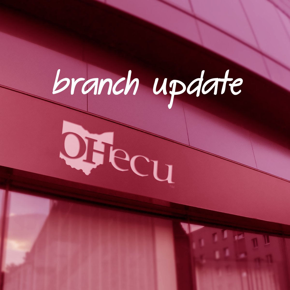 Due to inclement weather, OHecu's Cleveland, Oberlin, and Zanesville branches will have a delayed opening at 10:00 a.m. The Lakewood branch will be closed today.

As always, you can access your accounts using Online and Mobile Banking.