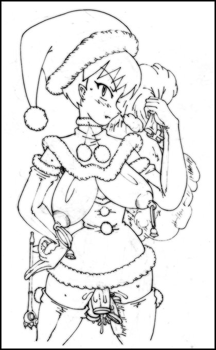 何度か載せていますがXマスイブイブフライングで5期ネコ娘サンタを投下して寝ますお先におやすみなさいです#煙管娘 #サンタコス #5期ネコ娘 