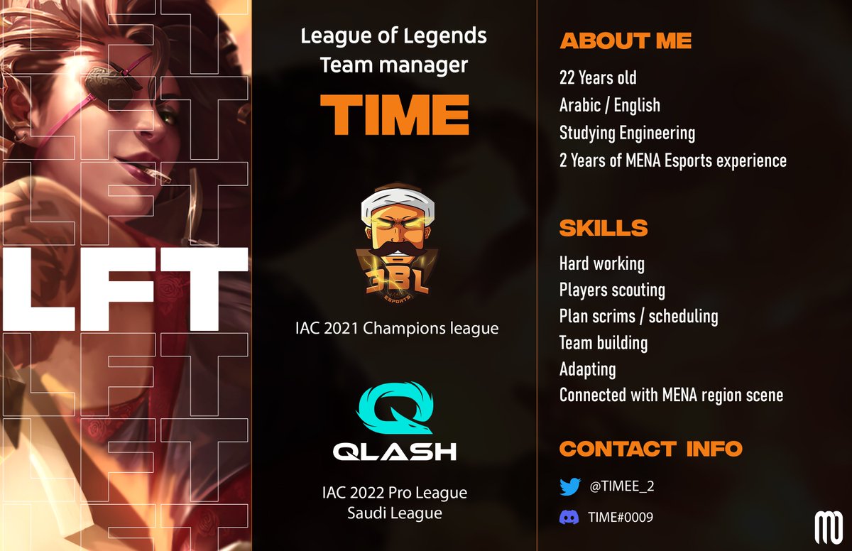 Hello, 
Since QLASH will not be able to participate in Arabian League due to ERLS rules.

I am  allowed to explore my options as a League of Legends Team manager
I am mostly interested in  MENA region teams.
 
DM me for more Information.
Likes + Retweets are appreciated.