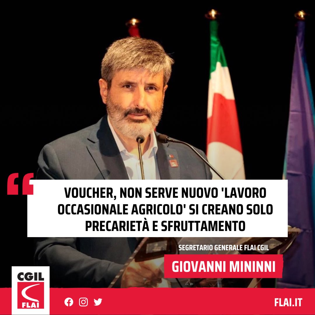 flaicgil's tweet photo. 🟥 VOUCHER IN AGRICOLTURA, DICHIARAZIONE DI GIOVANNI MININNI 

👉 https://t.co/62AB4TGRhK https://t.co/c1DZ6lifzb