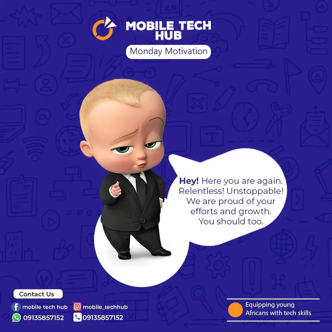 MTHAfrica's tweet image. Keep Up With The Consistency!
We are proud of you!
#mobiletechhub #Tech #Mondaymotivation