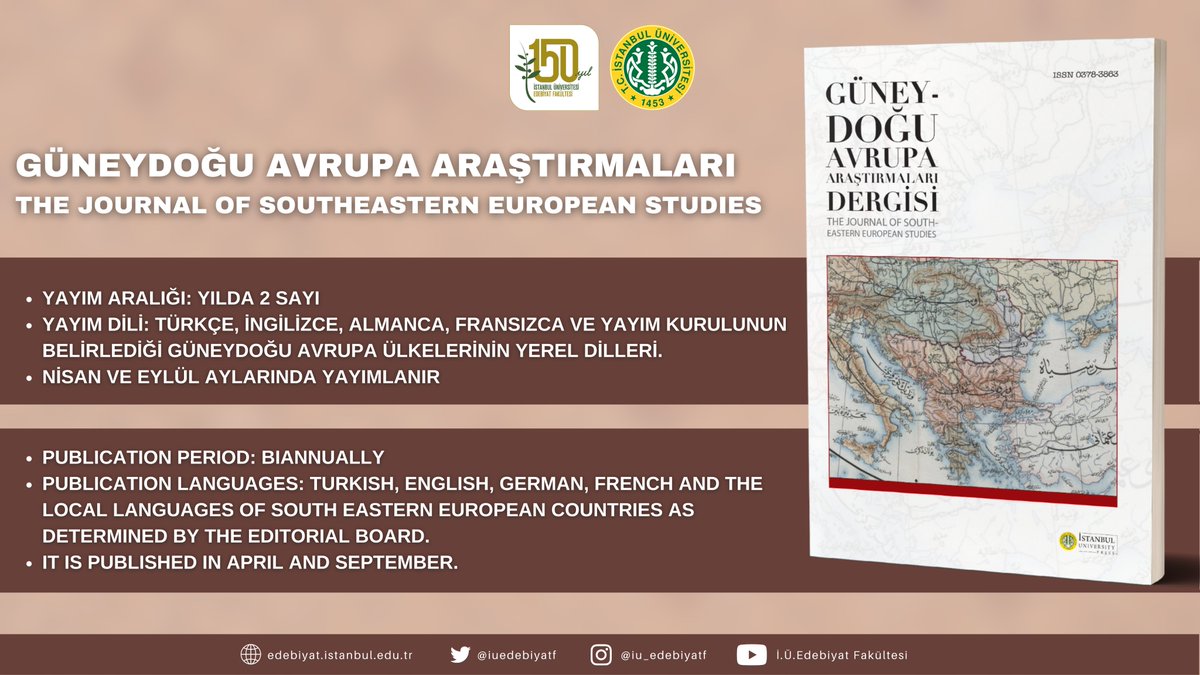 17-) Güneydoğu Avrupa Araştırmaları / The Journal of Southeastern European Studies 

Fakültemiz yayınlarından ''Güneydoğu Avrupa Araştırmaları''na aşağıdaki linkler üzerinden ulaşabilirsiniz.
 
iupress.istanbul.edu.tr/tr/journal/jse…
 
iupress.istanbul.edu.tr/en/journal/jse…