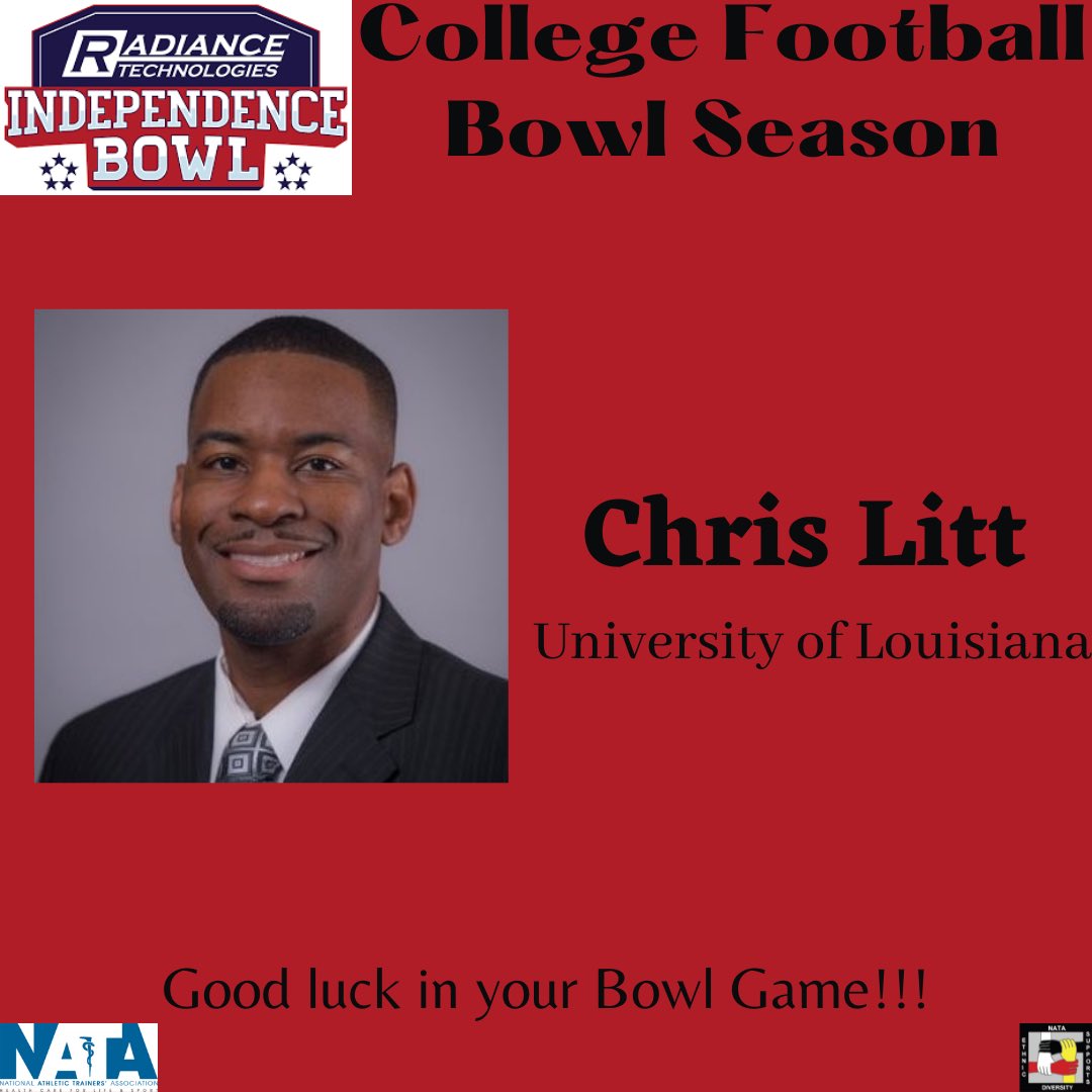 EDACNATA's tweet image. It’s College Football Bowl Season! Good luck to everyone participating in games today. We would like to give a shout-out to Chris Litt from the University of Louisiana who will be playing in the Independence Bowl. #EDAC365 #EDAC4ALL #RepresentationMatters #DiversityMatters