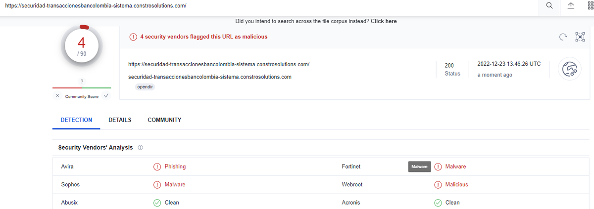NestyF's tweet photo. Posible Threat:
https://securidad-transaccionesbancolombia-sistema[.]constrosolutions[.]com/
8[.]39[.]235[.]105
@Bancolombia 
#phishing 
#opendir https://t.co/OuhSQRRKwK