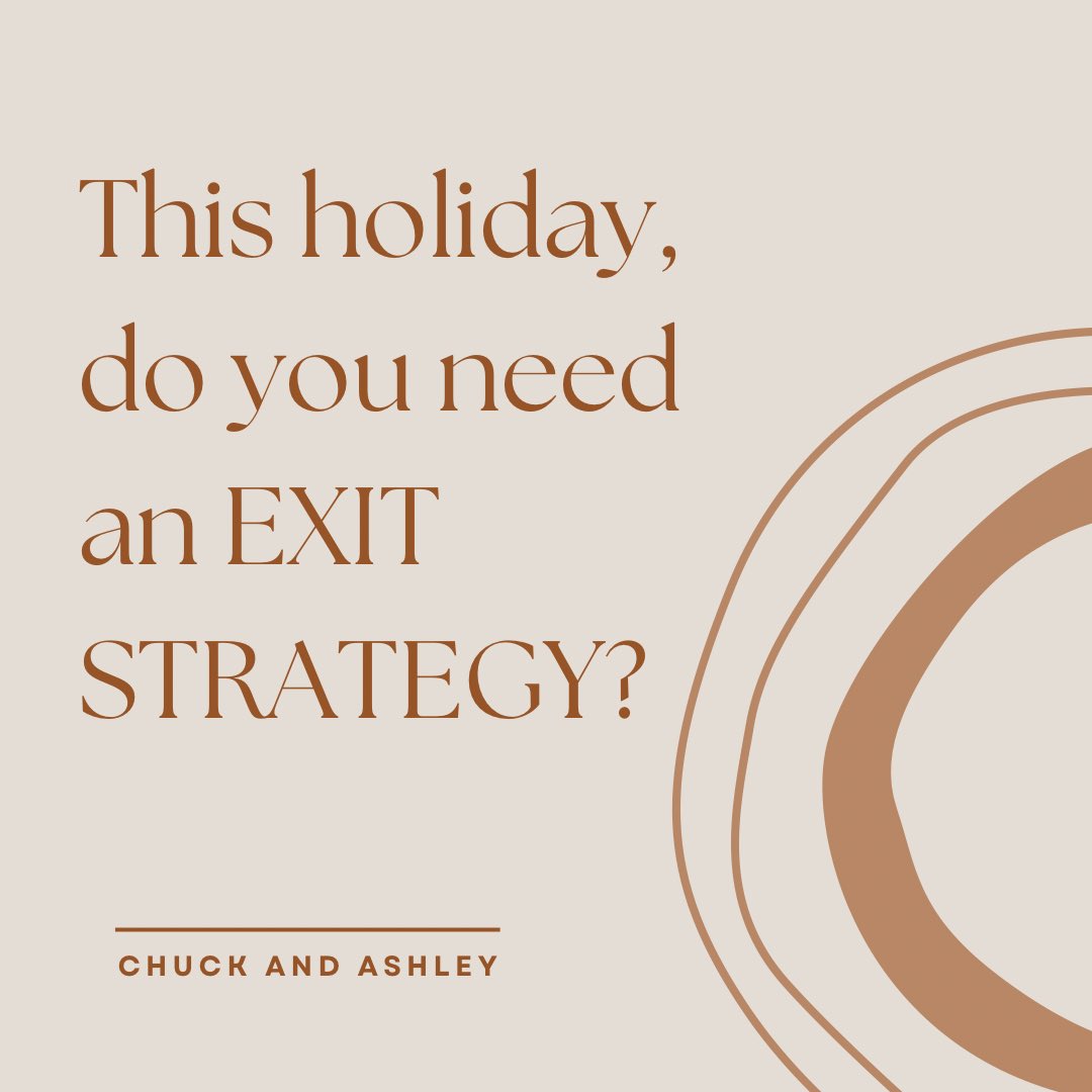Have you thought skipping Christmas? 
Perhaps, if you develop an exit strategy, you’ll actually be able to STAY and connect with your family. 

#exitstrategy #christmas #holidaystress #excuses #relationshipgoals #isolation #depression aacc.net/2022/12/21/hol…