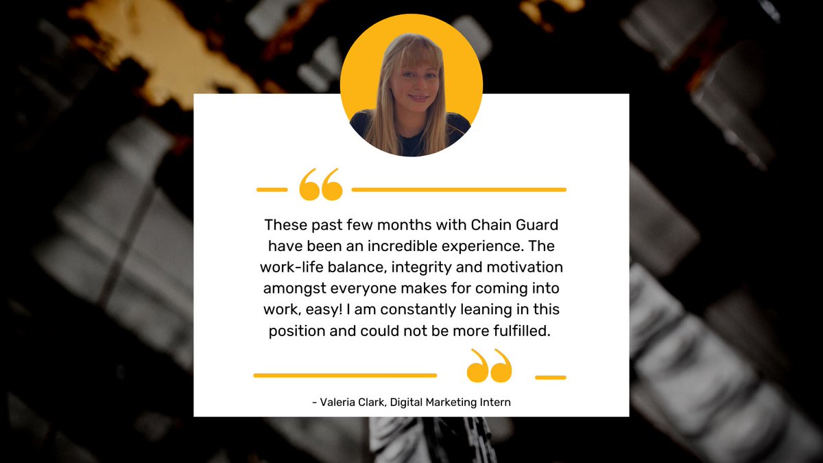 At Chain Guard, we are committed to making our employee experience, the best one yet.

See our values here ➡️ bit.ly/3quDhiQ

#BakeSafe #FoodandBeverage #IndustrialBaking #WholesaleBakery #IndustrialEquipment  #EmployeeAppreciation