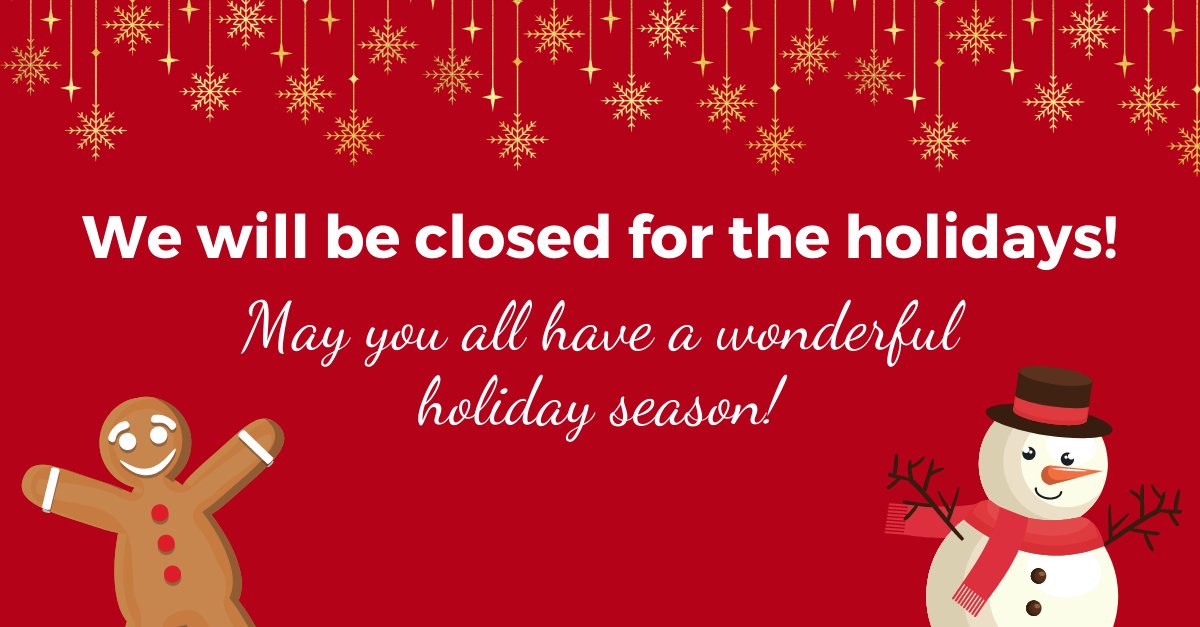 adoptchildren's tweet photo. Our office will be closed for the holidays between December 23rd and January 2nd. For moms interested in placing for adoption or having a crisis pregnancy, we are still available during the holiday break on the phone 24/7. We wish everyone a warm and safe holiday season. https://t.co/6xPcoxrrhn