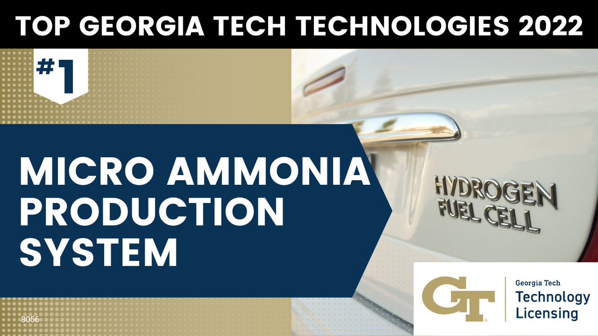 Georgia Tech Office of Technology Licensing (@gatechotl) on Twitter photo <a href="/GeorgiaTech/">Georgia Tech</a>'s #Top5 most visited online technologies for 2022!
NUMBER 1: Micro Ammonia Production System (#MAPS )—Systems & methods for making nitrogen-based compounds
#toptechs #ammoniaproduction #fuelcell #hydrogenfuelcell #energystorage <a href="/MEGeorgiaTech/">Georgia Tech ME</a>
ow.ly/2ESA50M1zW0 <a href="/GeorgiaTech/">Georgia Tech</a>'s #Top5 most visited online technologies for 2022!
NUMBER 1: Micro Ammonia Production System (#MAPS )—Systems & methods for making nitrogen-based compounds
#toptechs #ammoniaproduction #fuelcell #hydrogenfuelcell #energystorage <a href="/MEGeorgiaTech/">Georgia Tech ME</a>
ow.ly/2ESA50M1zW0