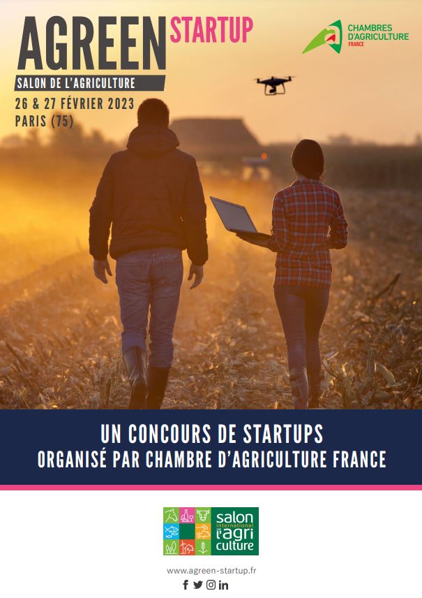 🚀Agreen Startup : le concours des entrepreneurs de l'AgTech organisé par #ChambagriFrance 
La 8e édition du concours qui se déroule au #SIA2023 est de retour !
👩‍💼👨‍💼Vous souhaitez participer en tant que porteur de projet ?
Les inscriptions sont ouvertes 👉 bit.ly/3VeisEM