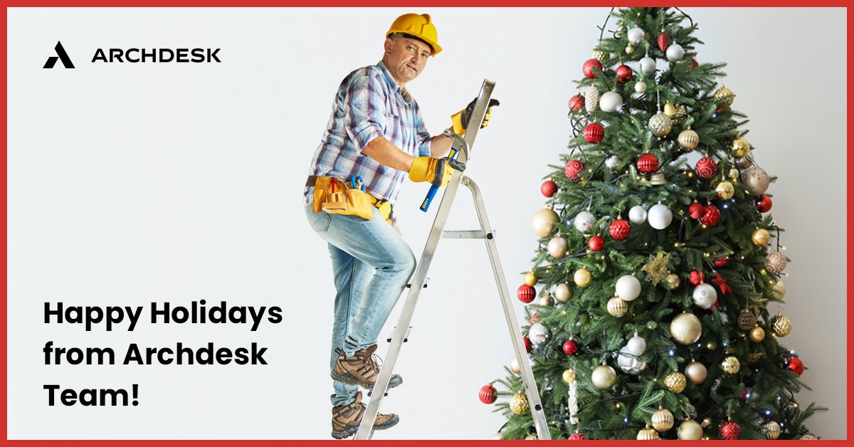 Archdesk (@archdeskapp) on Twitter photo Happy Holidays!✨
We wish you all a wonderful, happy holiday time spent in a way that will bring you the most joy and hopefully some rest too ❤️💚
Cheers,
The Archdesk Team
#happyholidays #bestwishes #construction #digitalisation Happy Holidays!✨
We wish you all a wonderful, happy holiday time spent in a way that will bring you the most joy and hopefully some rest too ❤️💚
Cheers,
The Archdesk Team
#happyholidays #bestwishes #construction #digitalisation