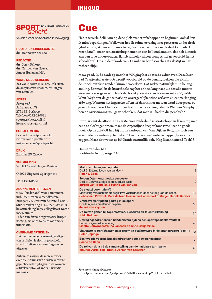 Met nummer 6 maken we de jaargang 2022 vol. Op naar 2023, waarin <a href="/SportGericht/">SP⭕RTgericht</a> onverminderd een vriend van je kennis wil zijn.

sport-gericht.nl/abonnee-worden/