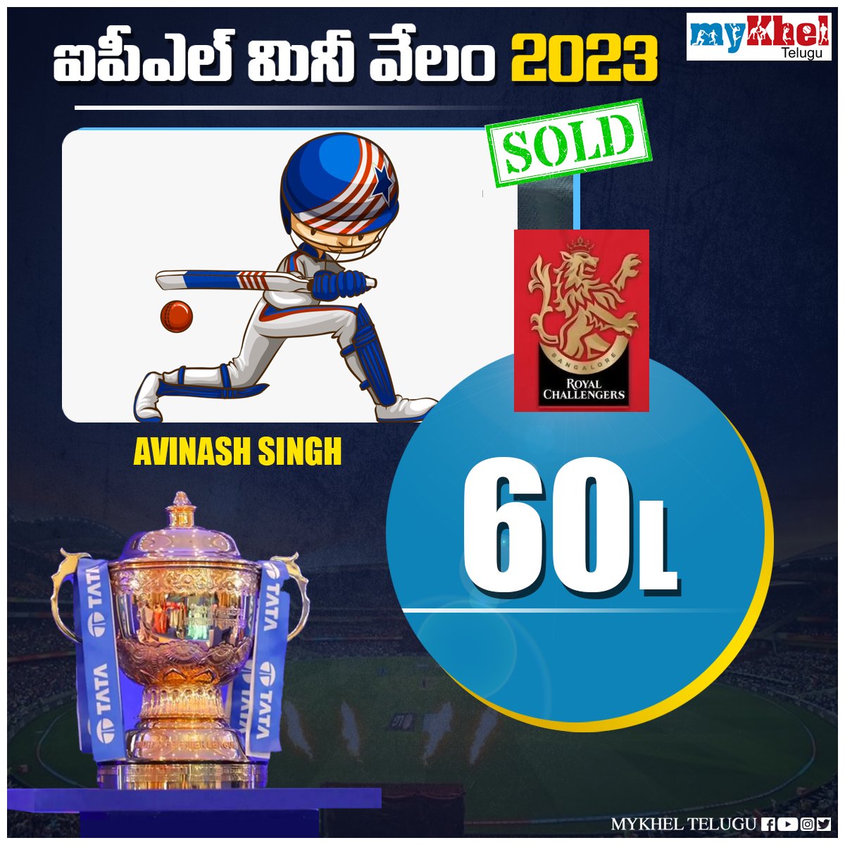 myKhelTelugu's tweet image. #AvinashSingh #RCB #RoyalChallengersBangalore  #IPL2023Auction #IPLAuction #IPL2023 #TATAIPLAuction2023  #iplauction2023 #IPLMiniAuction  #Mykheltelugu