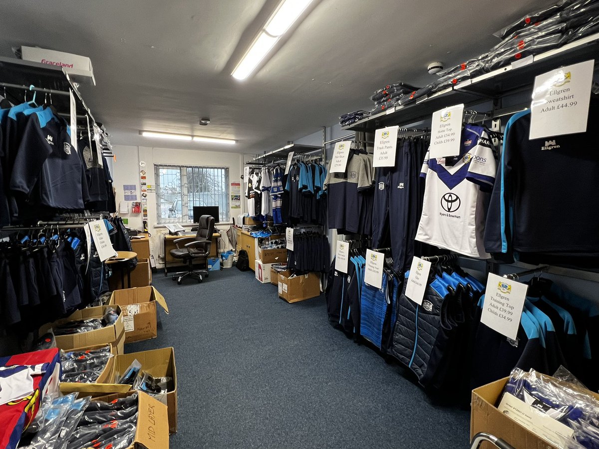 Plenty of stock now in the club shop. Open today until 7-30PM. Tomorrow 10-2. 🔵⚪️