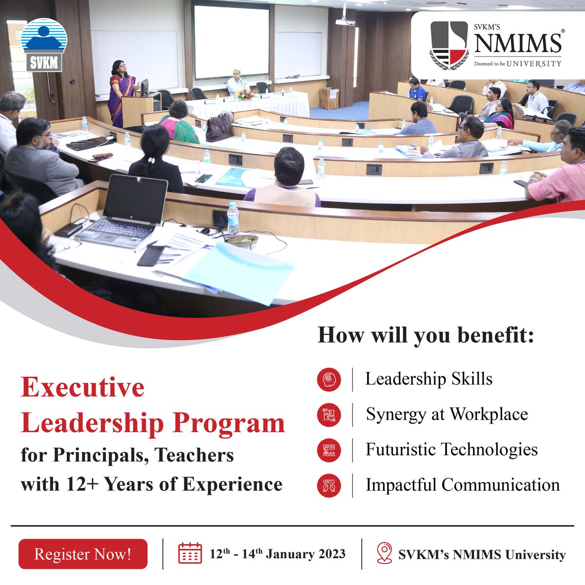 nmims_india's tweet photo. Registrations for SVKM's NMIMS #ExecutiveLeadershipProgram for school principals and teachers are now open. 
 
Hurry! Limited seats are available. Register here - https://t.co/dG4K7WckBB

 @NMIMS_India

#NMIMS #NMIMSian #Leader #Education https://t.co/ixXOb3ptnl