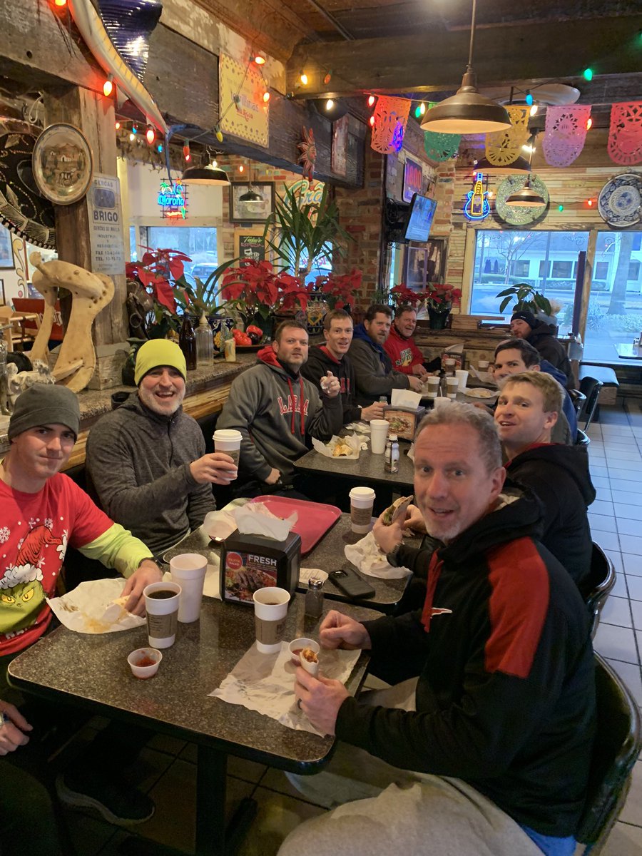 ThomasP_OConnor's tweet photo. These 12 men got up early and did the VERY hard thing. Goal was more PAX than degrees and they stepped up. Endured a Tabata workout which of course means “it ain’t cold!” Little Rosie’s coffeeteria FTW after. Strong work men! @F3_TheValleyHSV @F3Huntsville https://t.co/F174jP1aUH