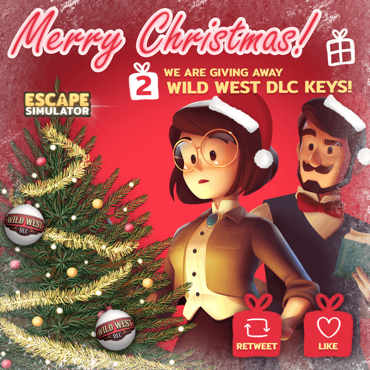 PineStudioLLC's tweet photo. It's the Season of Giving! 🎅🎁

You know what that means, right? Time for us to give away some more Wild West DLC keys! All you need to do for a chance to win is like and retweet this post. Don't miss out! Happy Holidays, everyone! 🎉

#EscapeSimulator #WildWest #DLC #Giveaway https://t.co/YIZPKJtaIp