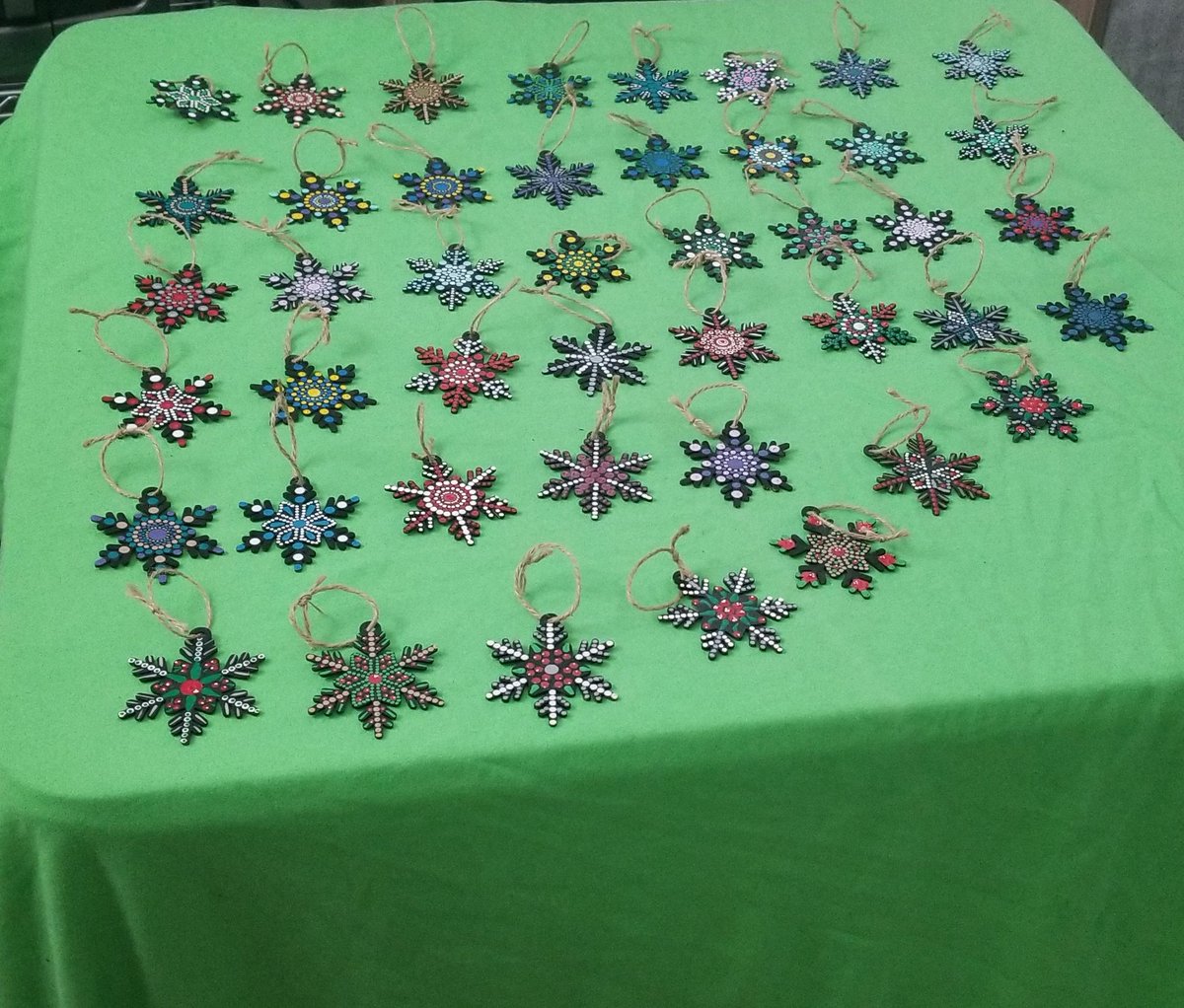 rowencye's tweet photo. So for the winter holiday i made dotted snowflakes.  This was a box of 50 but i can only find 39 now. I know i didnt break that many.  😑 #crafts https://t.co/yNnLpAvDbR