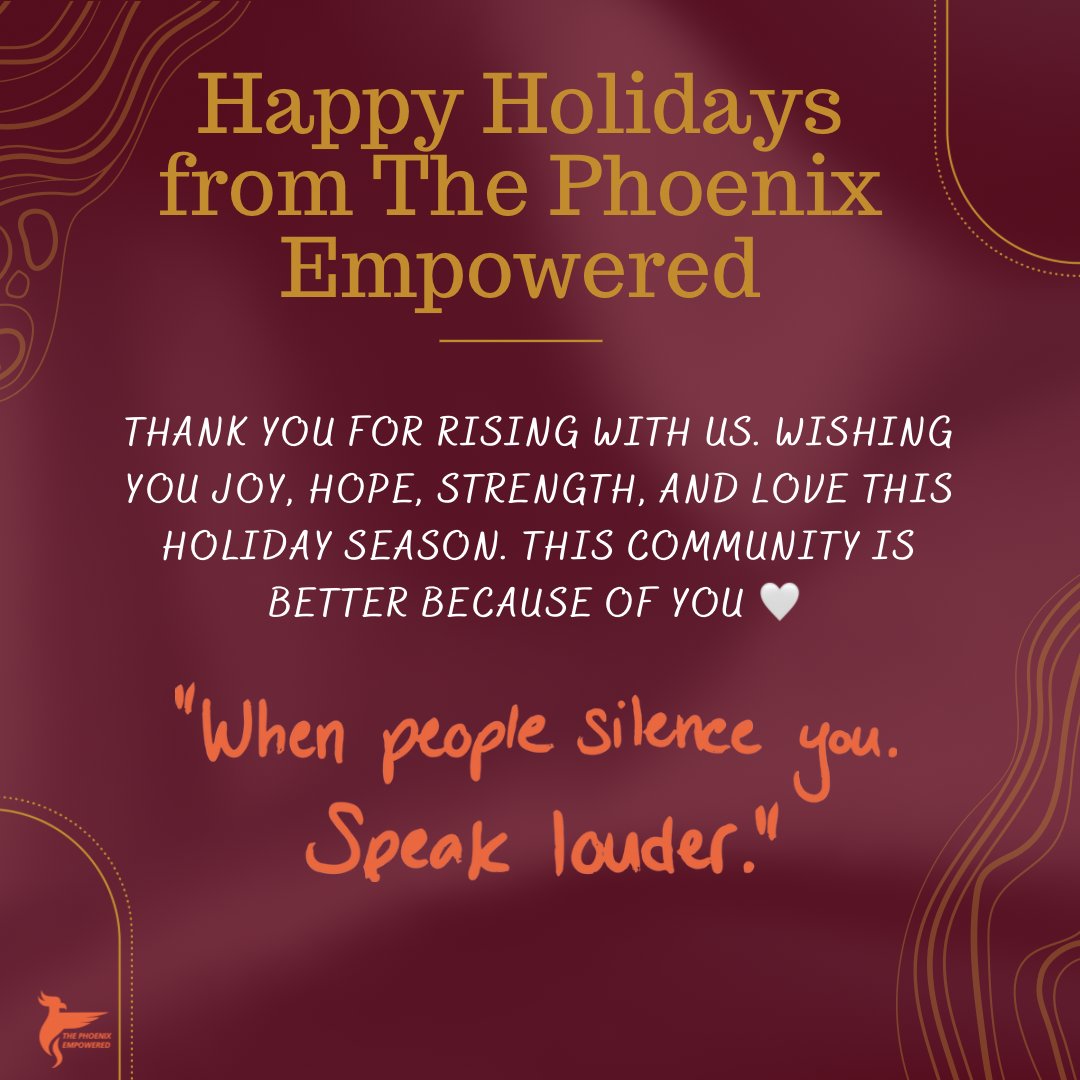 TPEmpowered's tweet image. Happy Holidays from The Phoenix Empowered. You are so loved in this space. Thank you for being here ❤️