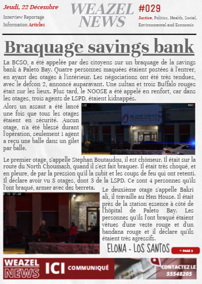 Weazel_fbackFA's tweet photo. 📢ARTICLES 
🗣️La BCSO sauve 3 agents de la LSPD.🔫

📰Votre article du 23/12 📰

❤️Likez 💬Commentez 👉Suivez
https://t.co/Pxf95y8GpE

#Flashbackfa #Weazelnews #GTARP https://t.co/b7sAbPmeBs
