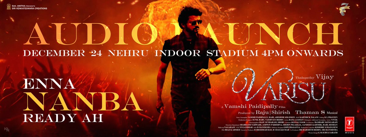 Dhoni_Varsh's tweet photo. Much Awaited Day π₯π₯
#VarisuAudioLaunch πΆπ
All The Best @MusicThaman Anna π, @drumssivamani Garu, @srikrisin Garu & Entire Team for Your Rocking Performance β€οΈβ€οΈ
Dear #ThalapathyVijay Garu π€
Waiting for Full Album π₯π₯π₯π₯π₯π₯ @directorvamshi #Varisu #Vaarasudu #Thaman https://t.co/SIlTK66lxC