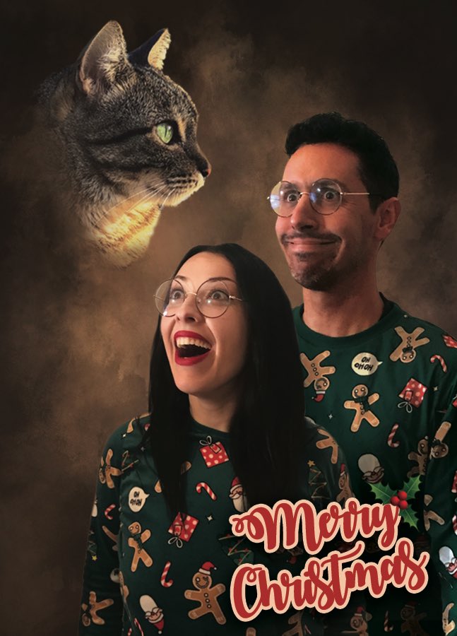 MERRY XMAS YA FILTHY ANIMALS!!! #christmas #stupidchristmascard #uglysweater #catworshipers #totallynormalcouple #werenotcrazy