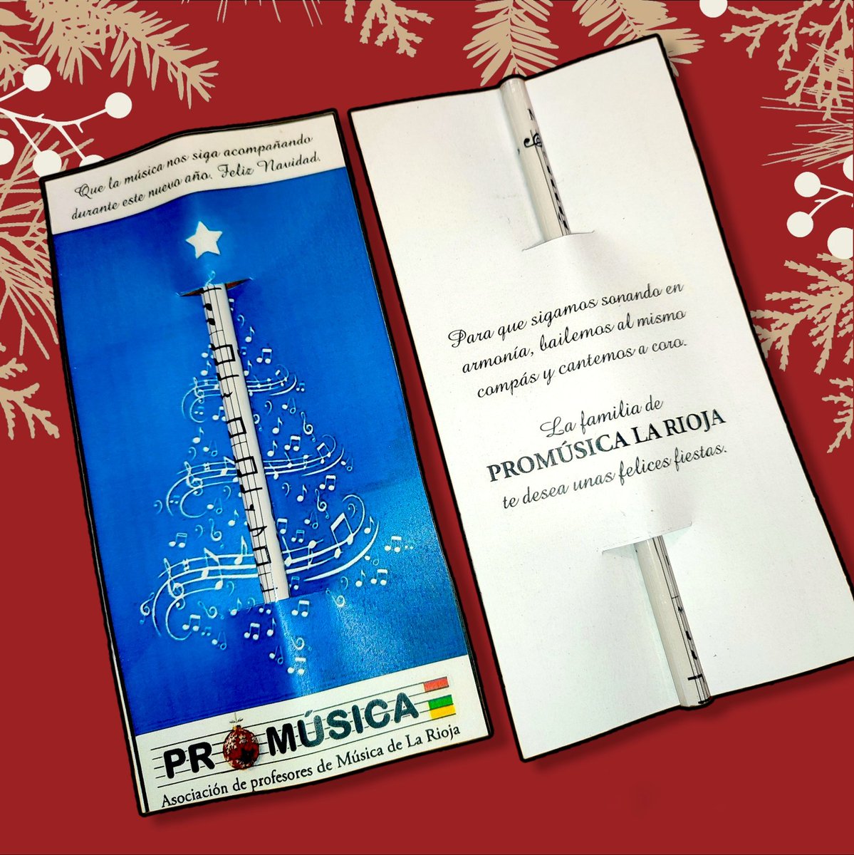 Desde PROMÚSICA LA RIOJA, queremos desear una muy Feliz Navidad a todos nuestros socios. Ojalá el 2023 llegue cargado de muchos momentos musicales. Pronto os llegarán estos christmas, con lápiz incluido, que hemos preparado con mucho cariño. ¡Nos vemos pronto, familia!