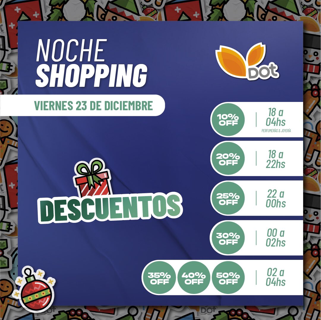 Dot_Baires's tweet photo. Qué regalos te falta comprar? 🎁
Hoy tenemos Noche Shopping y arrancamos desde temprano con los descuentos!

Te esperamos hasta 4AM🕣

Dato: en el link del perfil tenés todo lo que necesitás saber sobre las marcas y legales👆 https://t.co/YNvhNPIrKl