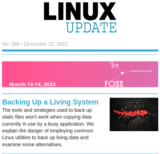 linux_pro's tweet photo. Check out this week's Linux Update newsletter. Subscribe free to get it every Thursday! https://t.co/9i66QmIBSB #Linux #OpenSource #backup #KaOSLinux #Pine64 #PineTab2 #LibreOffice #plocate #desktop #games #FOSSback #SCaLE20x #jobs #events #sale #clearance https://t.co/D8sOgIPkGi