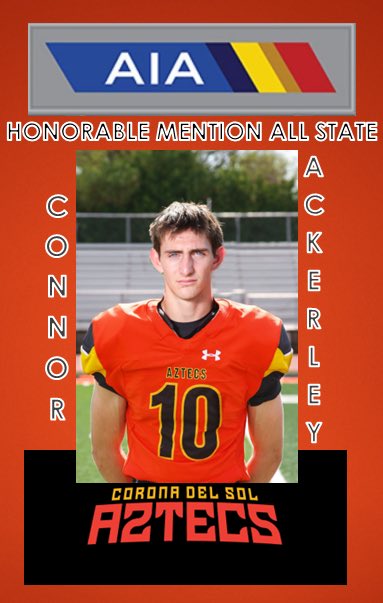 Congratulations to <a href="/ConnorAckerley/">Connor Ackerley</a> for being named Honorable Mention All State Quarterback #Tribe #BleedOrange <a href="/CoachBarro/">Jake Barro</a> <a href="/JUSTCHILLY/">Just Chilly</a> <a href="/gridironarizona/">Gridiron Arizona</a> <a href="/KevinMcCabe987/">Kevin McCabe</a> <a href="/CodyTCameron/">Cody Cameron</a> <a href="/ZachAlvira/">Zach Alvira</a> <a href="/VarsityShow/">Varsity Sports Show-- Varsity Media Foundation</a> <a href="/Sports360AZ/">Sports360AZ</a>