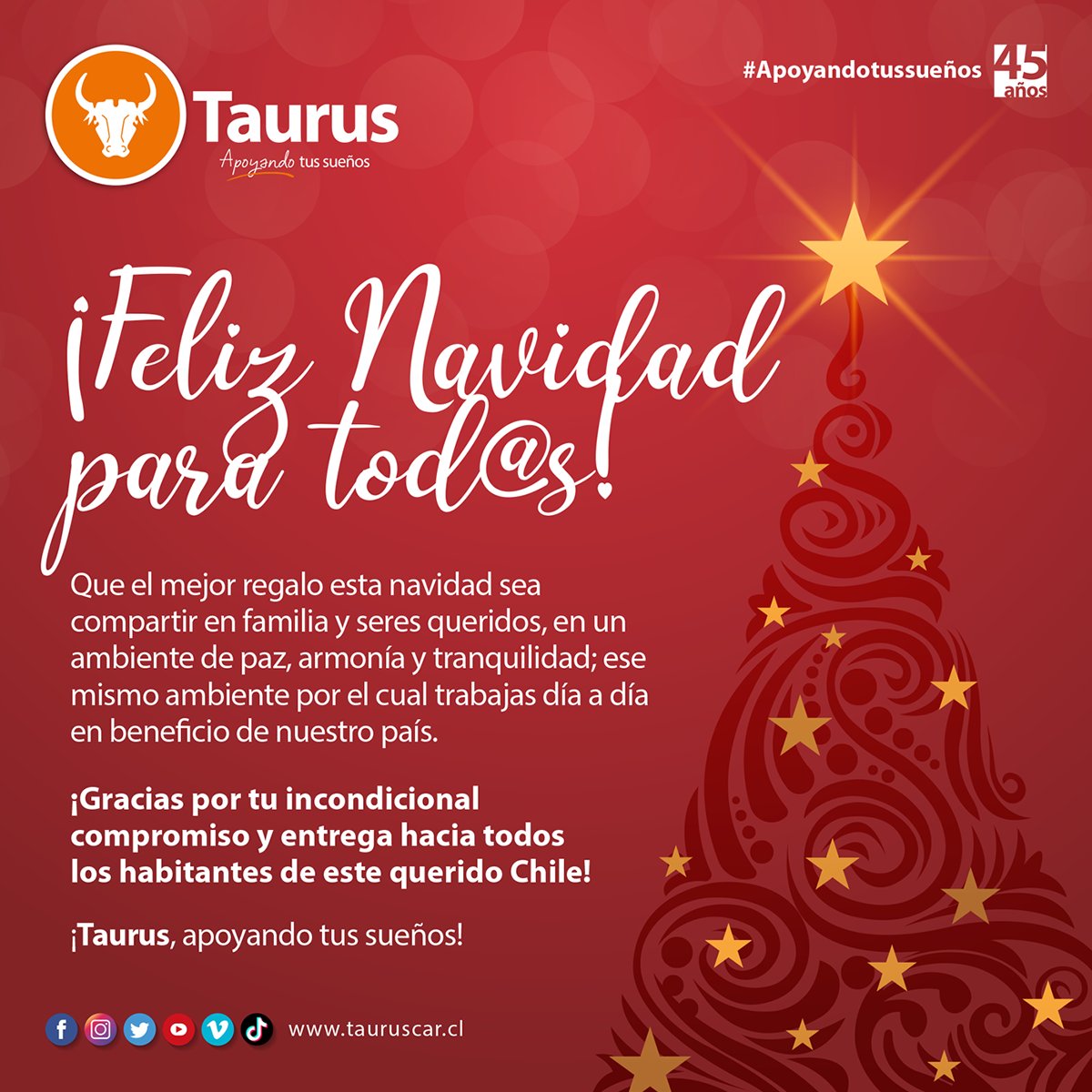 cooptauruscar's tweet photo. Que el mejor regalo esta navidad sea compartir en familia y seres queridos, en un ambiente de paz, armonía y tranquilidad; ese mismo ambiente por el cual trabajas día a día en beneficio de nuestro país. https://t.co/kzJz0f2rKu