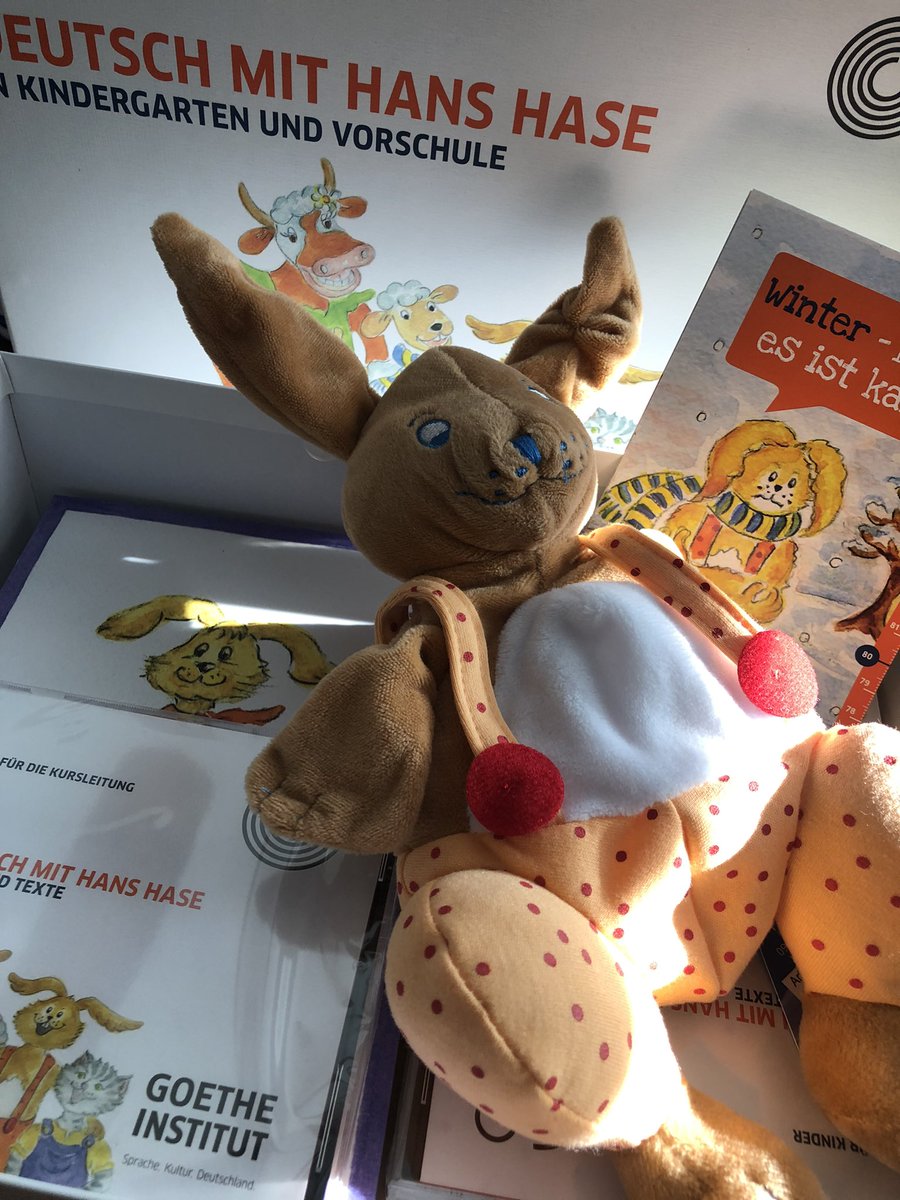 FrauWebb's tweet photo. Merry Christmas to me! My Hans Hase kit from @goetheinstitut arrived today. Planning to teach Staff’s kiddos. #SPARKforGerman @HerrAndersonWT https://t.co/Wy3GIxjnEN