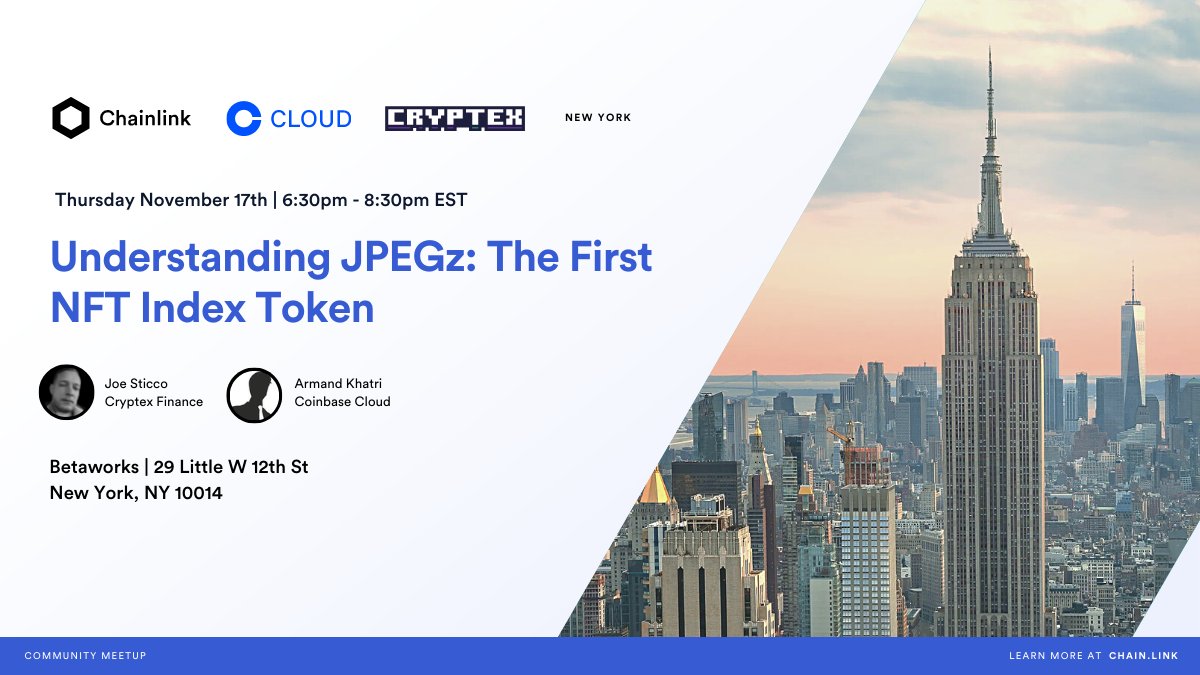 In this video from a recent #Chainlink meetup, experts from <a href="/CryptexFinance/">Cryptex Finance</a> and @CoinbaseCloud discuss Cryptex’s recently launched JPEGz—an index token that enables users to gain exposure to the broad #NFT market 📺👇
youtu.be/OT7uNFtrIu4