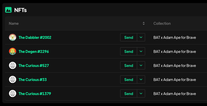 3/ We're currently admiring our $BAT x <a href="/adam_ape_/">ADAM 🐧</a> for <a href="/brave/">Brave</a> NFTs from the <a href="/StepFinance_/">Step☀️</a> portfolio dashboard! 🤩 You can connect your #BraveWallet to <a href="/StepFinance_/">Step☀️</a> to view your <a href="/solana/">Solana</a> portfolio. 🙂