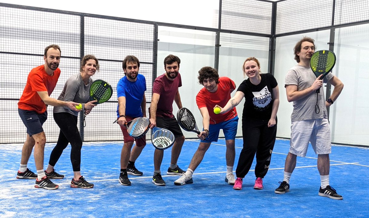 julbouvier's tweet photo. Super fun ending of the season/year with a Padel team competition! (my legs hurt, and the scratches on my knee too...) Wishing you all happy holidays! 🎄🥳🎁 ❄️or ⛱️!! https://t.co/ZmLGmC6VOh