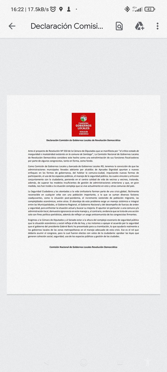 GobLocalesRd's tweet photo. Declaración de Comisión de Gobiernos Locales a raíz de Resolución 550 de @Camara_cl sobre situación de comuna de @Muni_Stgo https://t.co/bEaqWNjLak