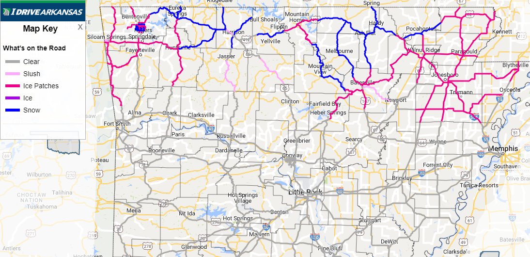 IDrive Arkansas on Twitter "Advisory Icy and snowy conditions are