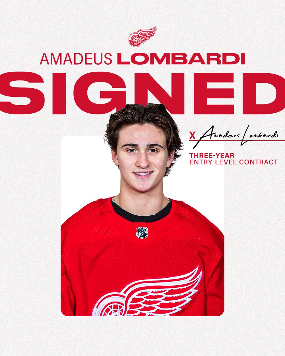 UPDATE: The #RedWings today signed center Amadeus Lombardi to a three-year entry-level contract.

📰 » redwn.gs/lombardisigned
