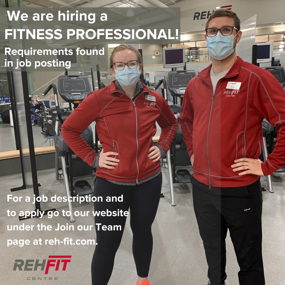 RehFit's tweet image. The Reh-Fit Centre is looking for a Fitness Professional to join the team! For a full job description head to our website at reh-fit.com/about/careers-…