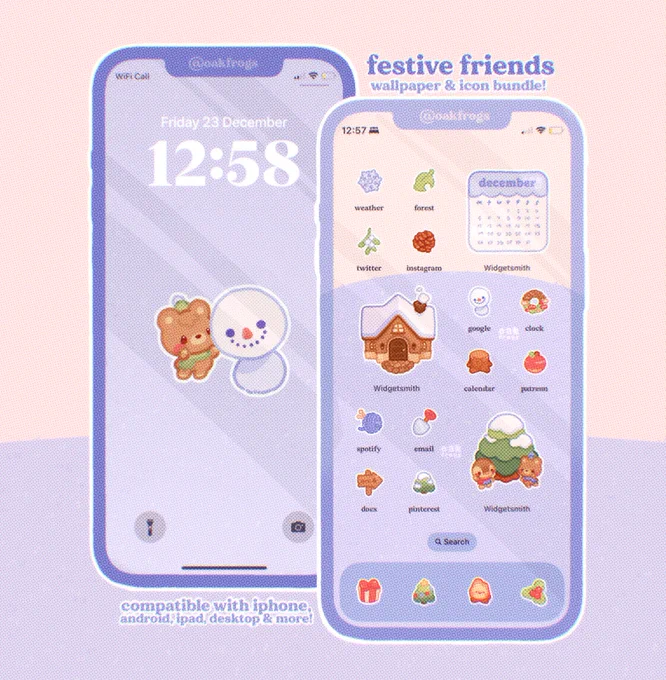 my sweet friends, i made a festive icon bundle inspired by #acnh ━ 🌨️🌲 