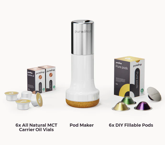 PureDrop10's tweet photo. Elevate Your Favorite Flower! Our DIY-Kit includes 6 vials of MCT carrier oil, 6 PurePods, and our patented Pod Maker Pro! That’s a $350+ value FOR FREE when you complete your PureDrop purchase! 

Visit us at https://t.co/D9s8PYuQSz to learn more!
---
#cannabisculture #vibe https://t.co/FeCsRaYcu5