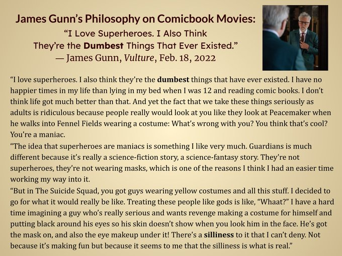 andy_warth's tweet photo. The same idiots THE SAME IDIOTS who said time and time again that Snyder is ashamed of these characters now glorify the pedo as the savior of DC movies, apparently someone who understands comics like no one else lol

#FireJamesGunn https://t.co/WQQNFiLzaV