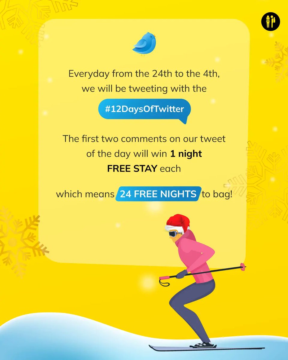 thehosteller's tweet photo. From the 24th to the 4th of January, we will be tweeting with the hashtag "#12DaysOfTwitter" and the first two comments on that tweet will win a free night each with us.
1. Follow us on Twitter
2. Tag 2 friends in the comment.
3. Win the free night.
#contesttime #incredibleindia https://t.co/nJl8Z4dZml