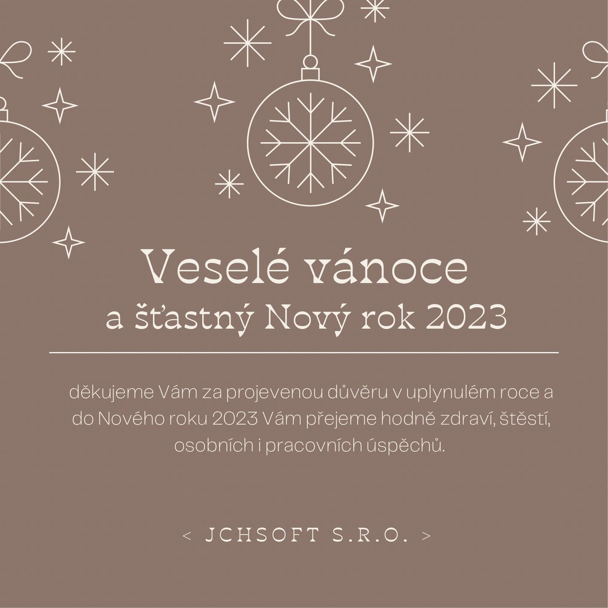 jchsoft's tweet image. Krásné svátky vám všem…

tým JchSoft s.r.o.