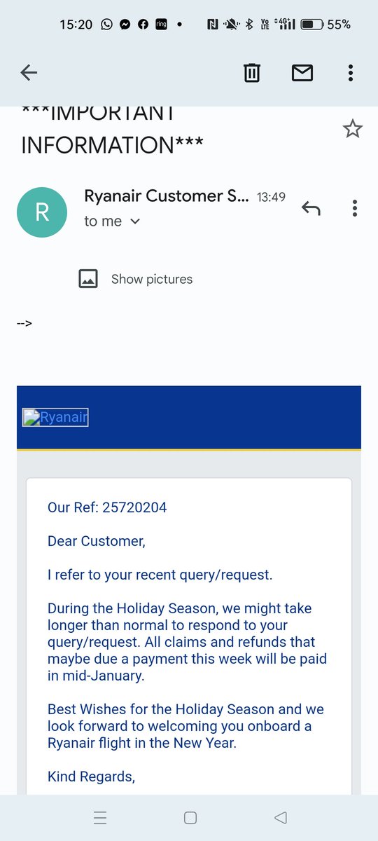 shiels1992's tweet photo. Made the complaint 2 years ago and this is the first response since lol @Ryanair https://t.co/RLgROb6fvw