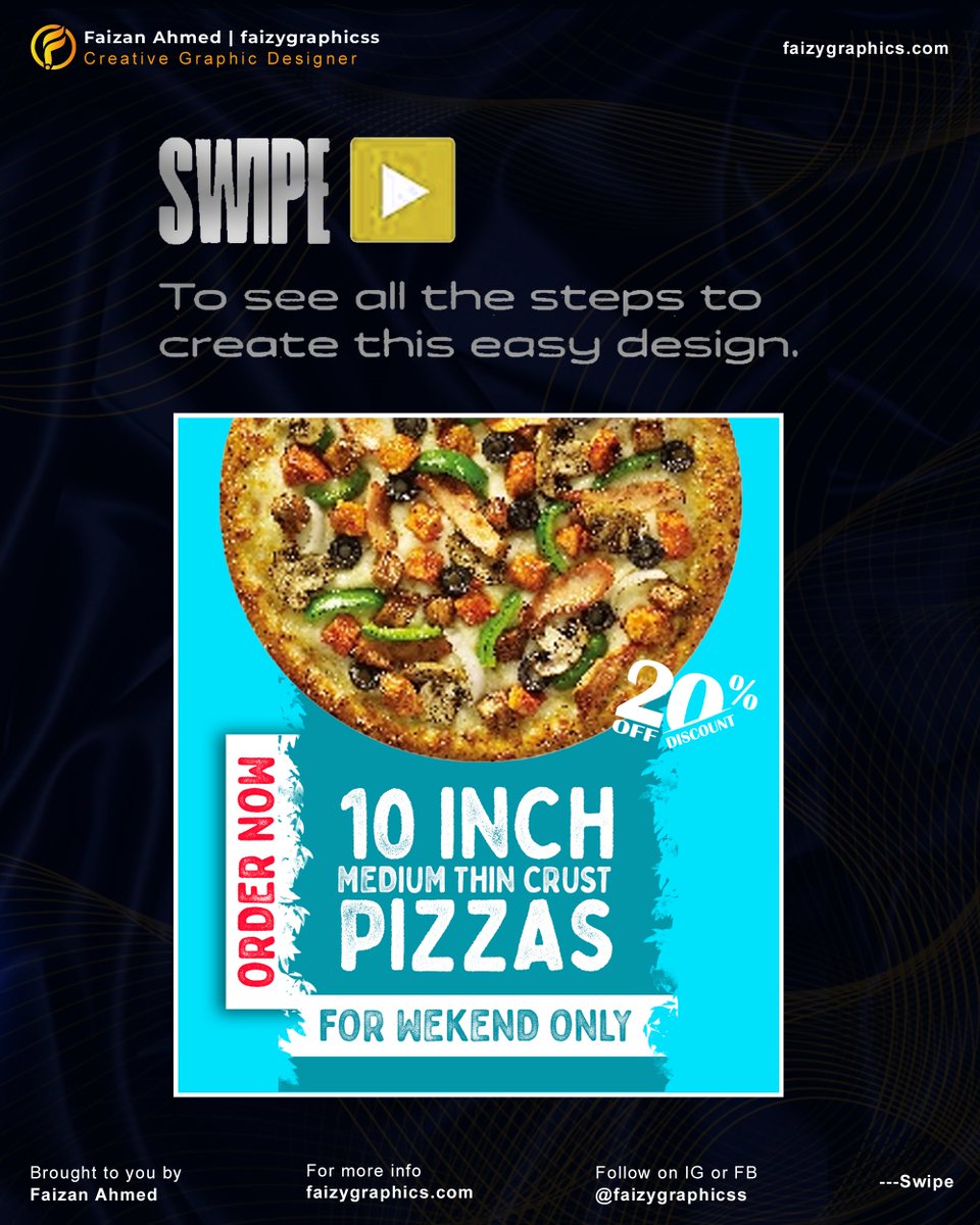 faizygraphicss's tweet image. Here is a Photoshop design for a really simple food post.
Do you think this tutorial was really helpful?
Comment here.
Full tutorial instagram.com/p/Cmg952IM2bc/…
#digitaldesign #tutorialsvideos #photoshopmanipulationtutorial #creativemarketing #faizygraphics