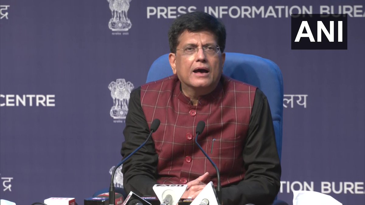 ANI's tweet image. More than 80 crore people will now get free foodgrains under National Food Security Act. They will not have to pay a single rupee to get food grains til Dec 2023. Govt will spend around Rs 2 lakh crores per year on this: Union Minister Piyush Goyal