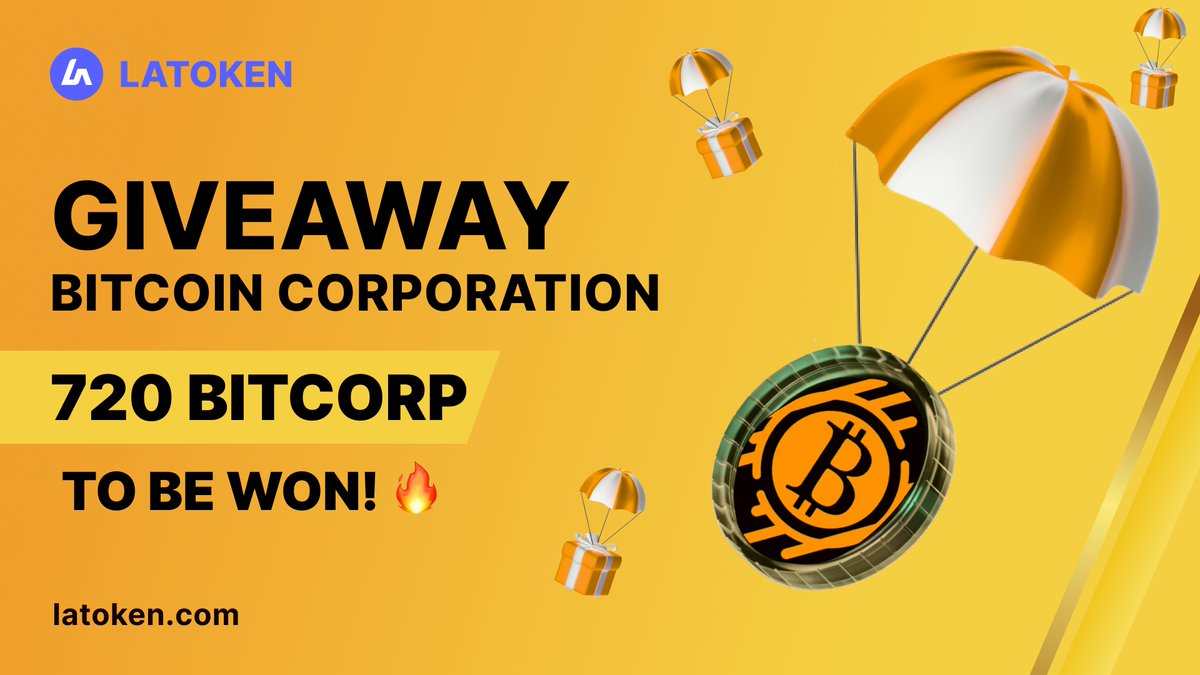 Latoken_cex's tweet photo. $4000 BITCOIN CORPORATION (BITCORP) Giveaway on #LATOKEN!

🔥 890 winners.
✅ Complete all tasks and qualify for the Giveaway.
⏰ December 23, 2022 - December 29, 2022

Join Giveaway👉 https://t.co/fWIb6Xamv3
Complete all social task👉 https://t.co/f0Me17op77 https://t.co/gbmghmMuGe